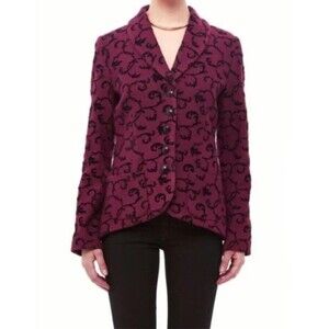 Y2K Pendleton Womens XL Wool Blend‎ Floral Blazer ButtonUp Maroon & Black Vines